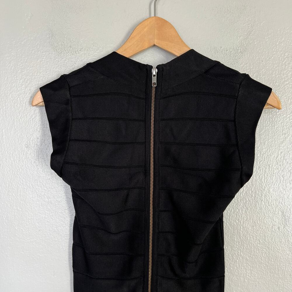 French Connection Bandage Black Bodycon Miami Spotlight Dress Cap Sleeve Size 2 - Picture 7 of 11